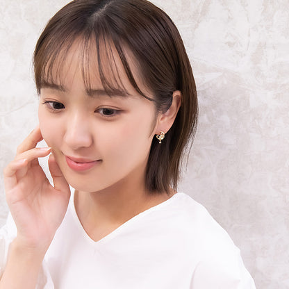 ピアス ニッケルフリー フラワー ムーン キュービックジルコニア ポストピアス