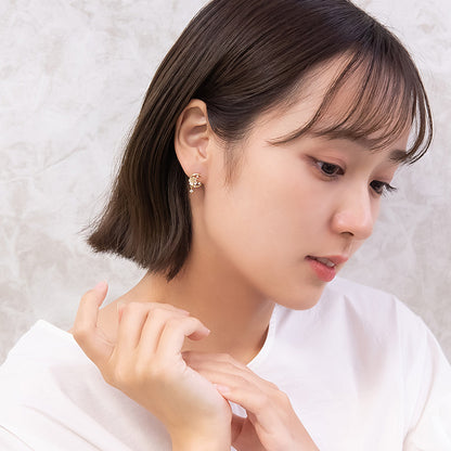 ピアス ニッケルフリー フラワー ムーン キュービックジルコニア ポストピアス