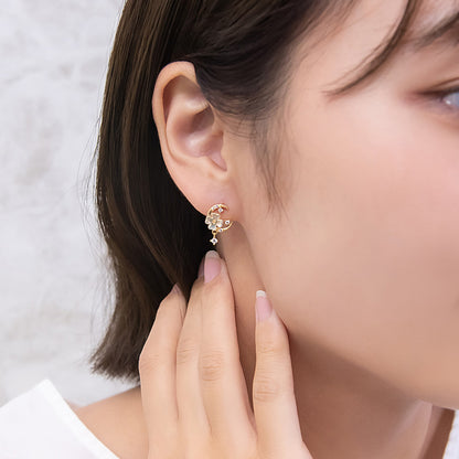 ピアス ニッケルフリー フラワー ムーン キュービックジルコニア ポストピアス