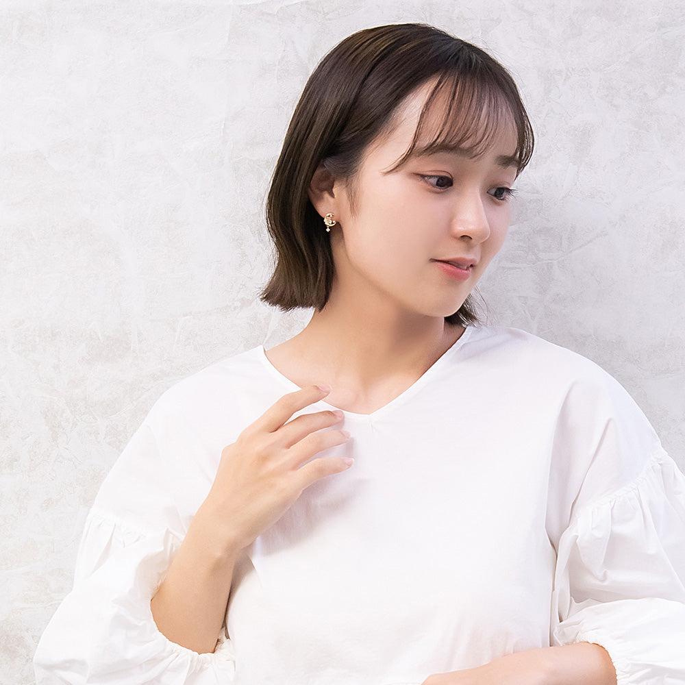 ピアス ニッケルフリー フラワー ムーン キュービックジルコニア ポストピアス