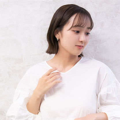 ピアス ニッケルフリー フラワー ムーン キュービックジルコニア ポストピアス