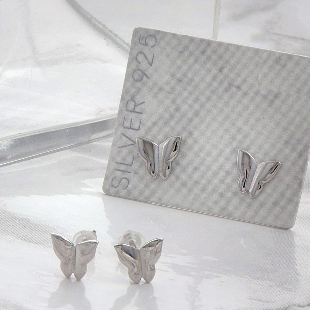 ピアス シルバー925 ロジウムプレーティング バタフライモチーフ スタッドピアス