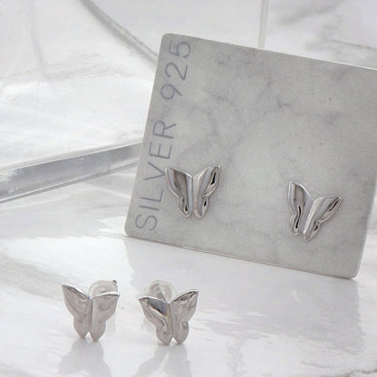 ピアス シルバー925 ロジウムプレーティング バタフライモチーフ スタッドピアス