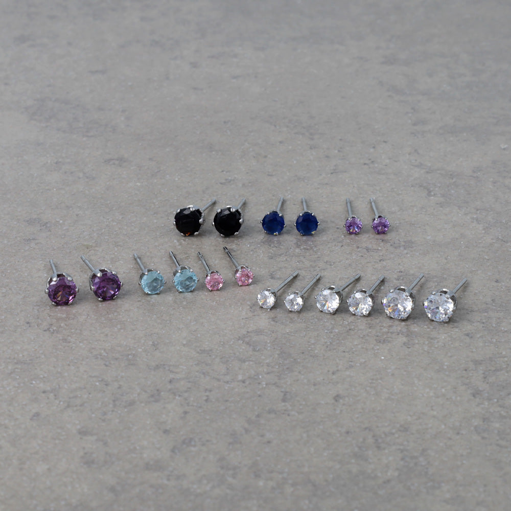 ピアス キュービックジルコニア ステンレス 6個セット ポストピアス