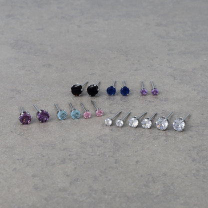 ピアス キュービックジルコニア ステンレス 6個セット ポストピアス