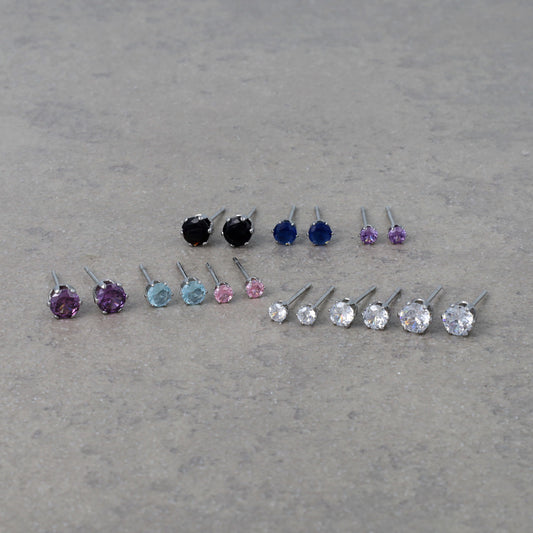 ピアス キュービックジルコニア ステンレス 6個セット ポストピアス