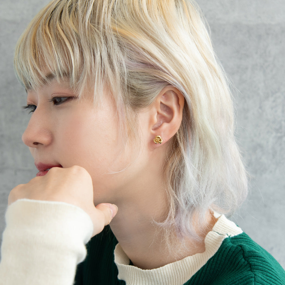 ボディピアス メタル ローズ ストレートバーベル ネジ式 サージカルステンレス 14G 【1個販売】