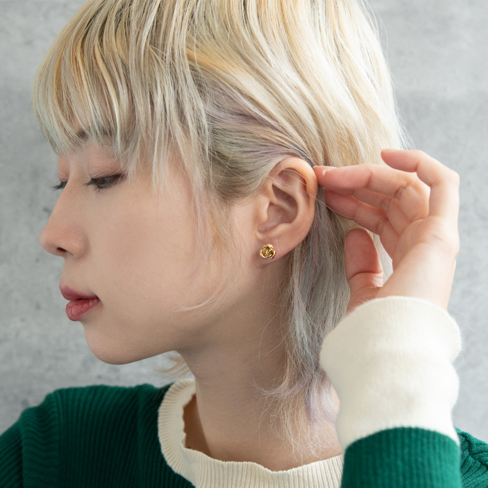 ボディピアス メタル ローズ ストレートバーベル ネジ式 サージカルステンレス 14G 【1個販売】