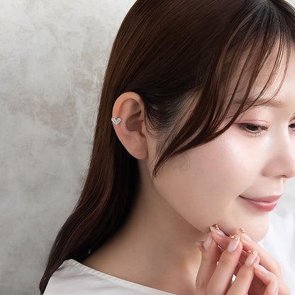 ボディピアス メタル ハート パヴェ キュービックジルコニア ストレートバーベル ネジ式 サージカルステンレス 18G 【1個販売】