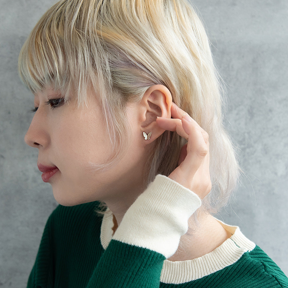ボディピアス バタフライ ストレートバーベル ネジ式 サージカルステンレス 14G 【1個販売】
