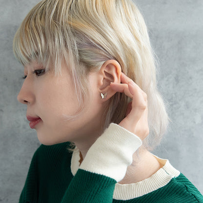 ボディピアス バタフライ ストレートバーベル ネジ式 サージカルステンレス 14G 【1個販売】