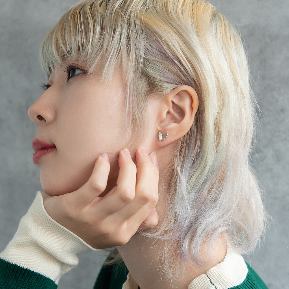 ボディピアス バタフライ ストレートバーベル ネジ式 サージカルステンレス 14G 【1個販売】