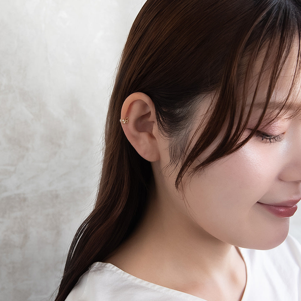 ボディピアス バタフライ キュービックジルコニア ストレートバーベル ネジ式 サージカルステンレス 18G 【1個販売】