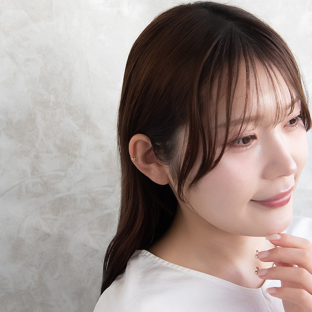 ボディピアス バタフライ キュービックジルコニア ストレートバーベル ネジ式 サージカルステンレス 18G 【1個販売】