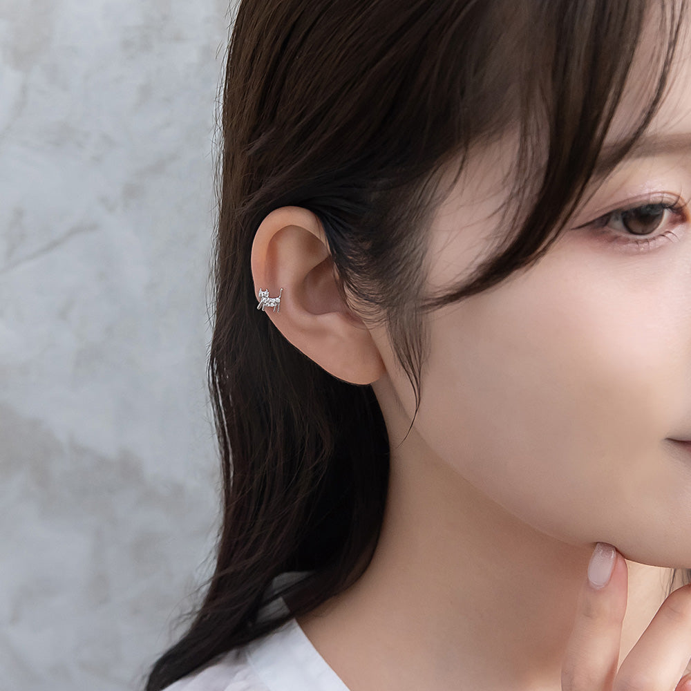 ボディピアス ネコ キャット キュービックジルコニア ストレート