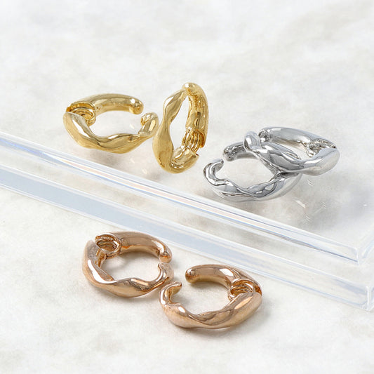 イヤリング ニッケルフリー メタル ハーフ ツイスト クラッチイヤリング フープイヤリング