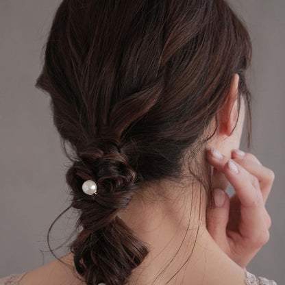ヘアアクセサリー ニッケルフリー パール 12mm Uピン【1個販売】