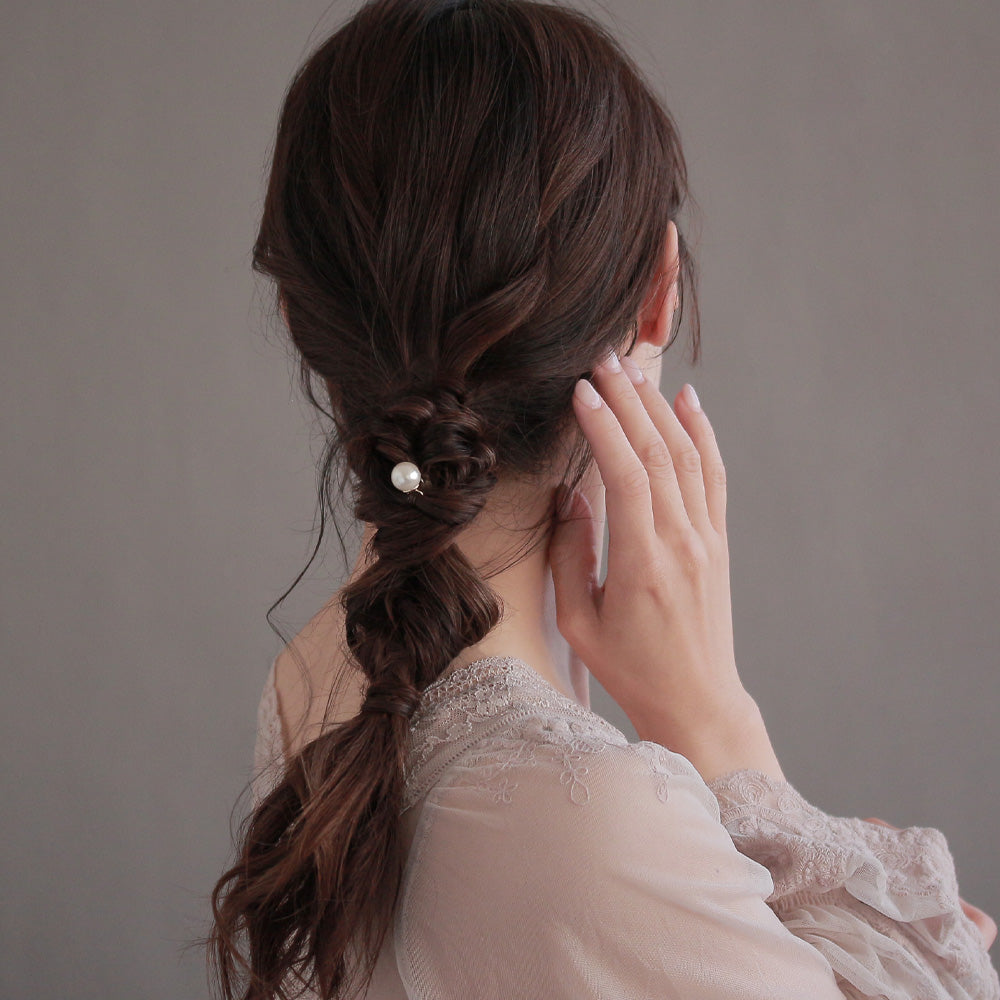 ヘアアクセサリー ニッケルフリー パール 12mm Uピン【1個販売】