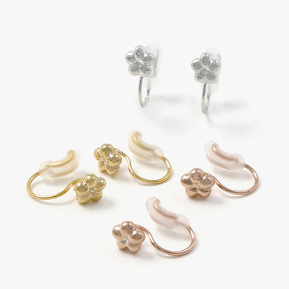 ノンホールピアス ニッケルフリー メタル ミニ フラワー エアリーフィットノンホール シリコンカバー付き イヤリング