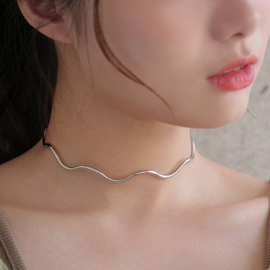 ネックレス ニッケルフリー メタル ウェーブ ネックカフ チョーカー