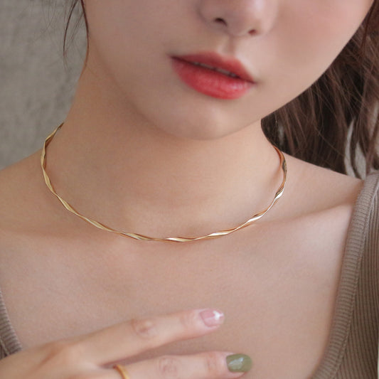 ネックレス ニッケルフリー メタル ツイスト ネックカフ チョーカー