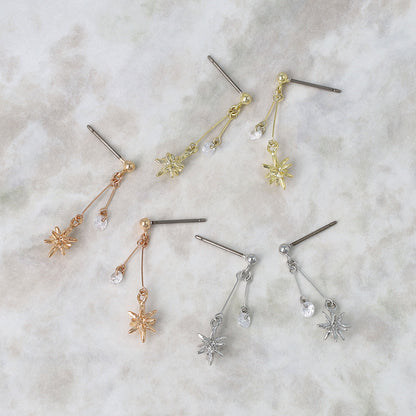 ピアス ニッケルフリー スター キュービックジルコニア メタルワイヤー ステンレスポストピアス