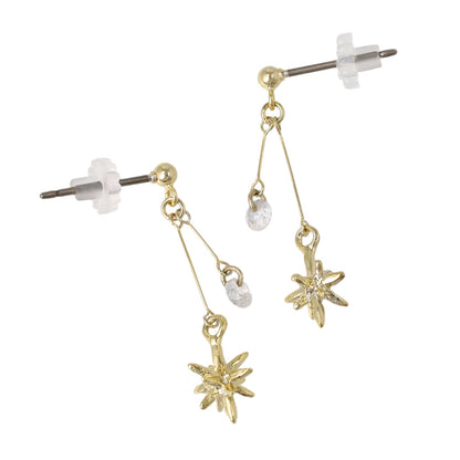 ピアス ニッケルフリー スター キュービックジルコニア メタルワイヤー ステンレスポストピアス