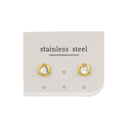 ピアス ヘキサゴン ストーン ステンレス スタッドピアス