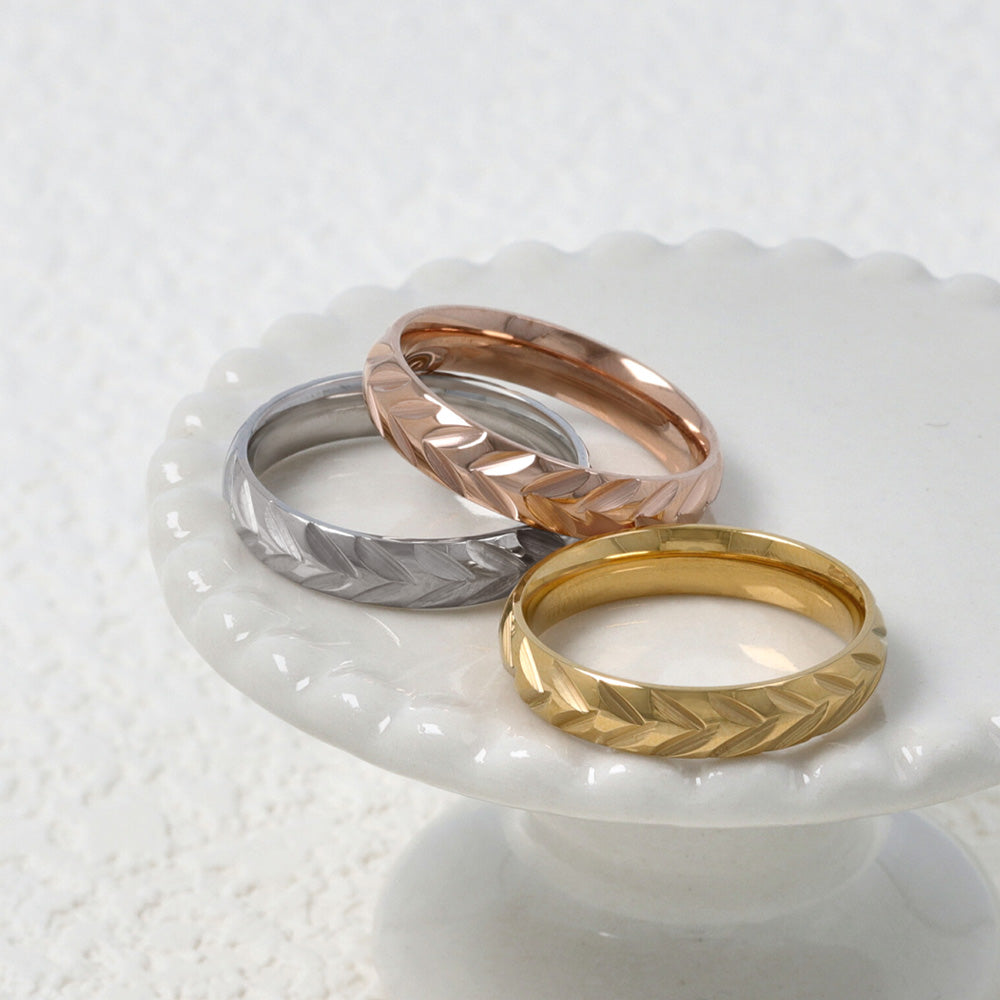 リング ステンレス リーフ風 9号 11号 13号 15号 指輪