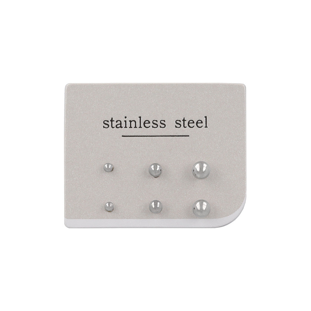 ピアス メタル ボール 6個セット ステンレスポスト スタッドピアス