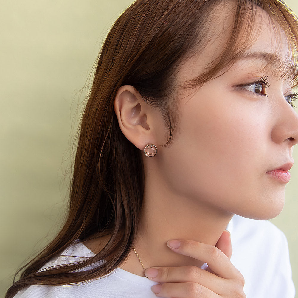 ピアス ニッケルフリー スマイル マーブル アクリル チタンポスト スタッドピアス