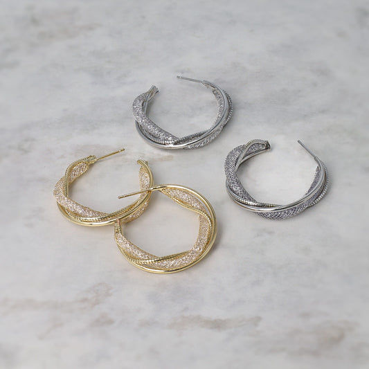 ピアス デコラティブ ツイスト メタル ステンレスポスト C型 スタッドピアス