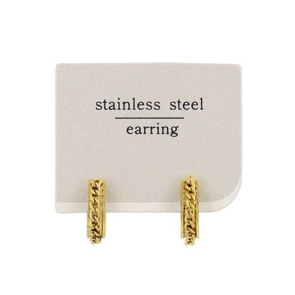 イヤリング ステンレス チェーン 平甲 直径14mm 幅4mm フープイヤリング