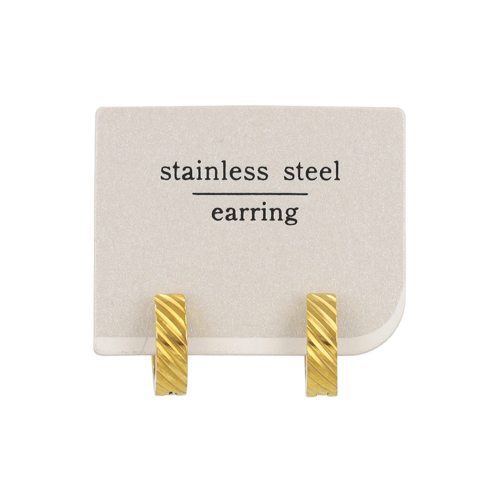 イヤリング ステンレス ライン テクスチャー 平甲 直径13mm 幅4mm フープイヤリング