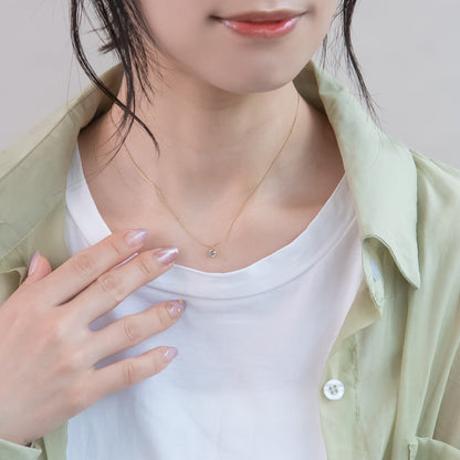 ネックレス ステンレス キュービックジルコニア サークル フレーム チェーン プチネックレス