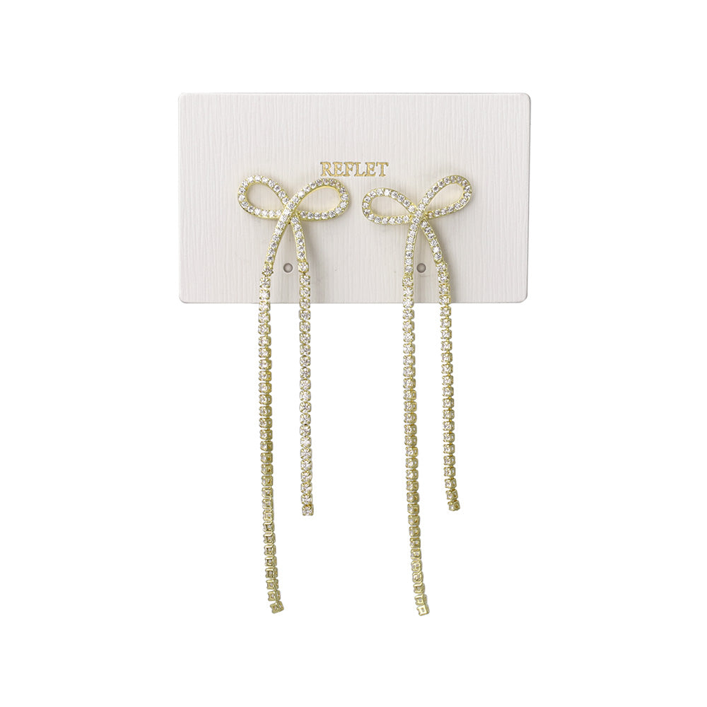 ピアス ニッケルフリー メタル キュービックジルコニア ロングリボン スタッドピアス