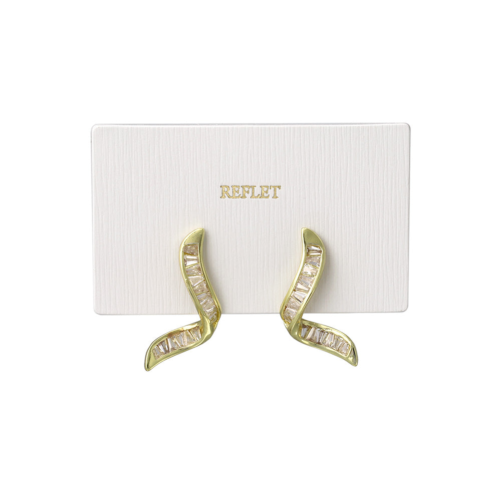 ピアス ニッケルフリー メタル キュービックジルコニア ウェーブ ライン ステンレスポスト スタッドピアス