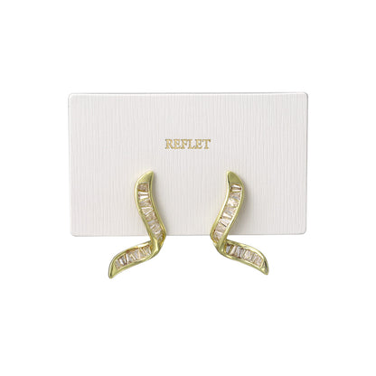 ピアス ニッケルフリー メタル キュービックジルコニア ウェーブ ライン ステンレスポスト スタッドピアス