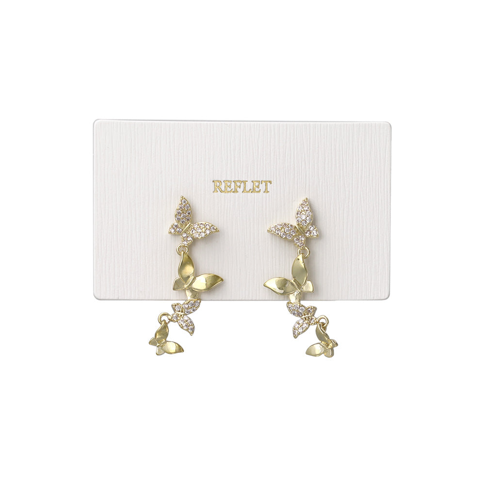 ピアス ニッケルフリー メタル キュービックジルコニア バタフライ 蝶 ウェーブ ステンレスポスト スタッドピアス