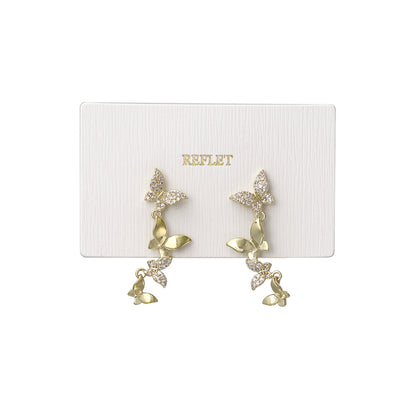 ピアス ニッケルフリー メタル キュービックジルコニア バタフライ 蝶 ウェーブ ステンレスポスト スタッドピアス