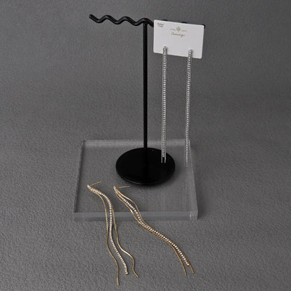 ピアス ニッケルフリー メタル ロング ミニ ストーン チェーン ステンレスポスト スタッドピアス