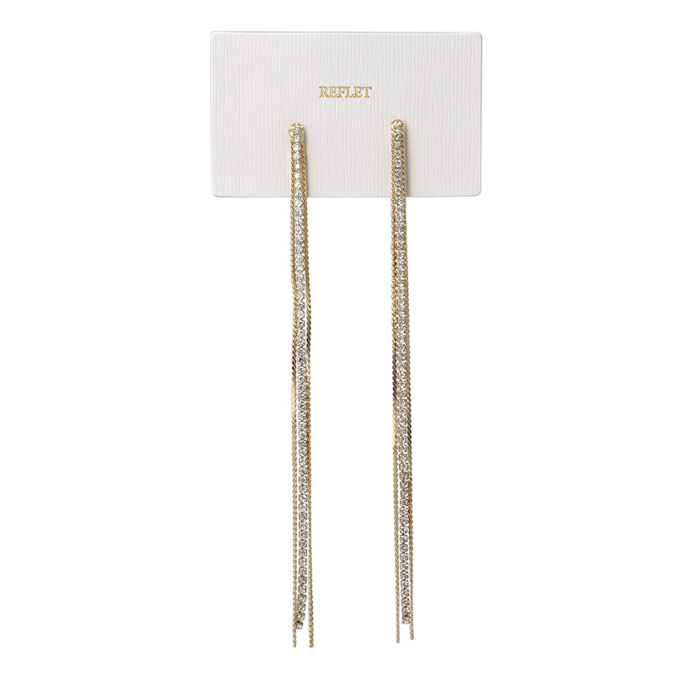 ピアス ニッケルフリー メタル ロング ミニ ストーン チェーン ステンレスポスト スタッドピアス