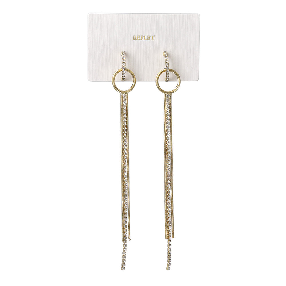 ピアス ニッケルフリー メタル ロング ミニ ストーン チェーン