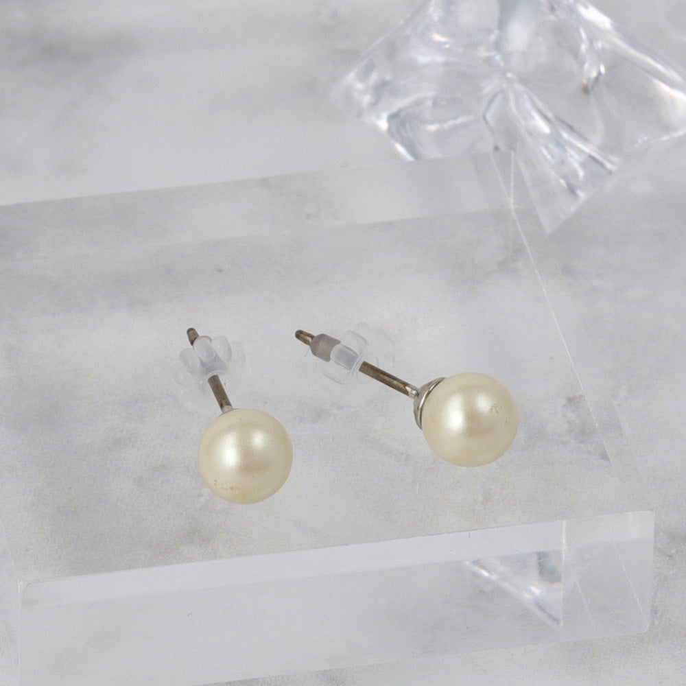 ピアス ニッケルフリー パール 1粒 6mm チタンポスト スタッドピアス
