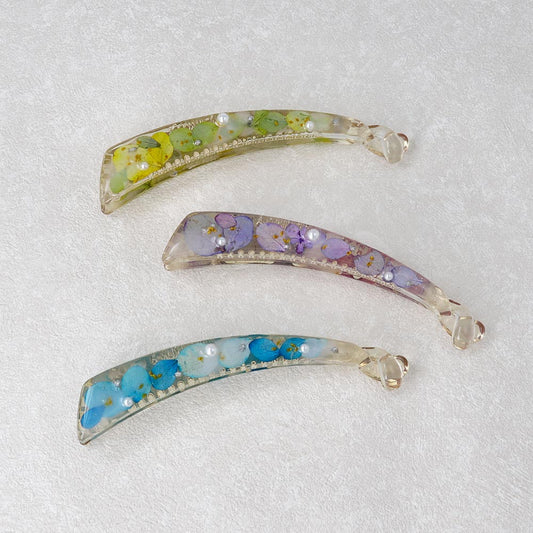 バナナクリップ Jewel epo ドライフラワー 花 ミニ パール クリア カラー スリム ヘアクリップ