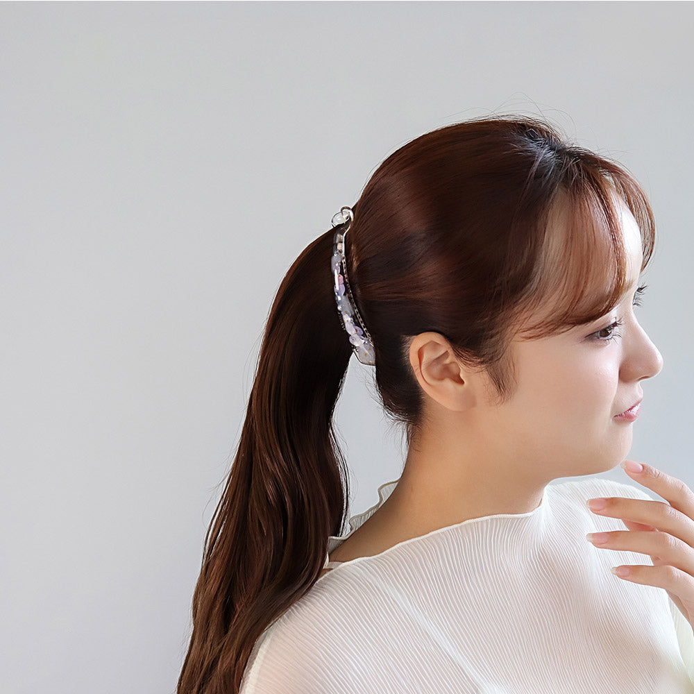 バナナクリップ Jewel epo ドライフラワー 花 ミニ パール クリア カラー スリム ヘアクリップ