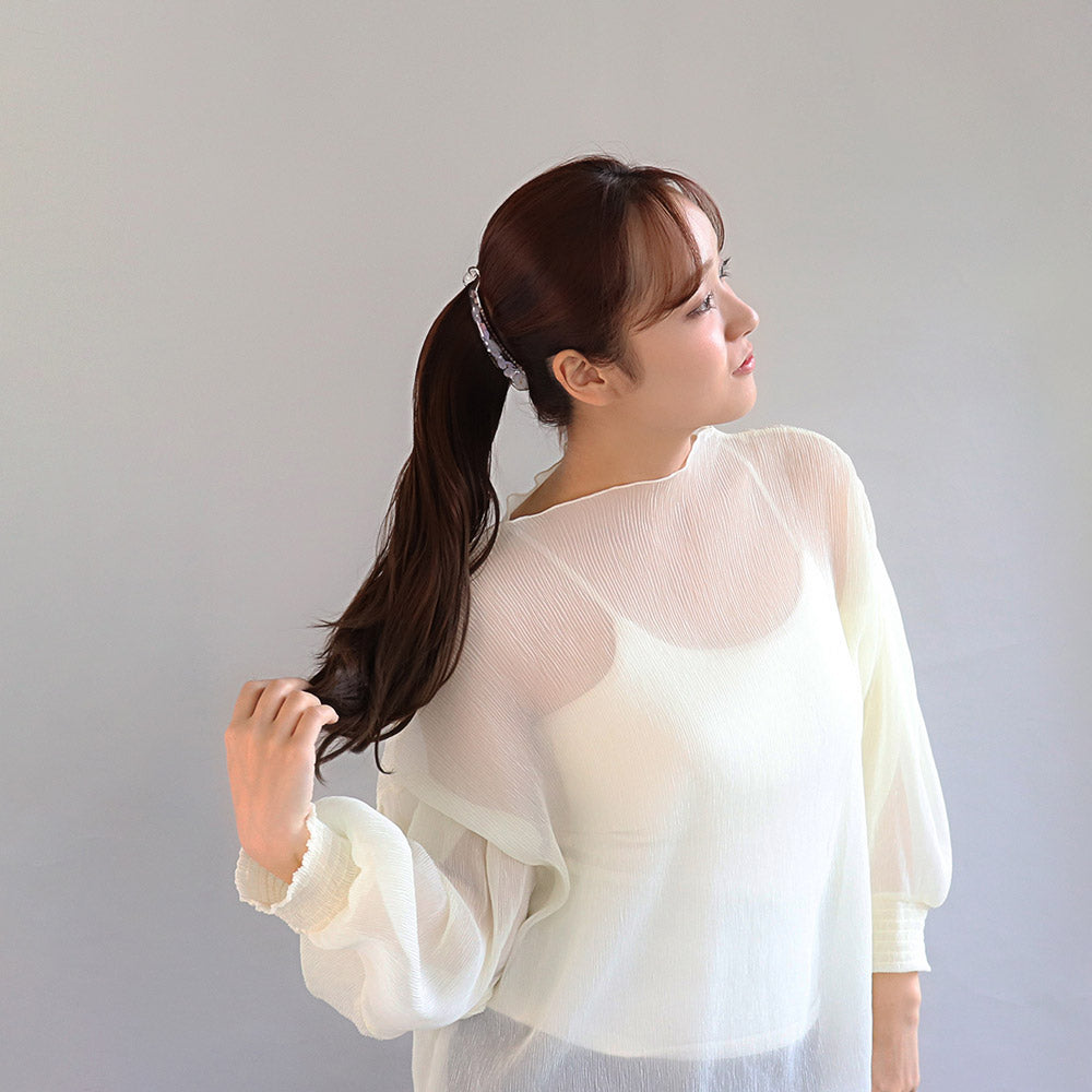 バナナクリップ Jewel epo ドライフラワー 花 ミニ パール クリア カラー スリム ヘアクリップ