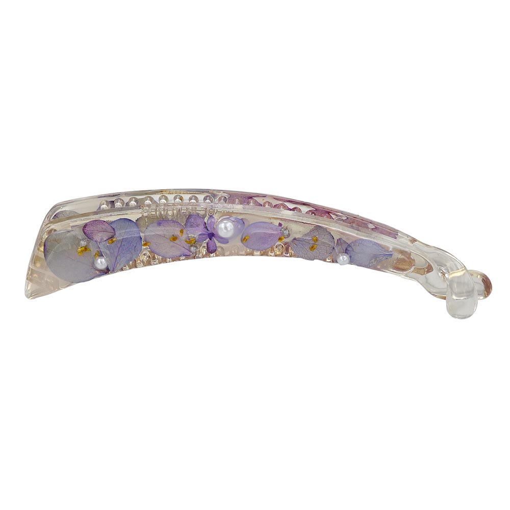 バナナクリップ Jewel epo ドライフラワー 花 ミニ パール クリア カラー スリム ヘアクリップ