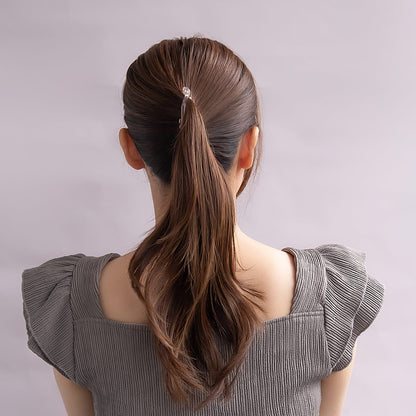 バナナクリップ Jewel epo フラワー 花びら ミニパール マーブルカラー クリア スリム ヘアクリップ
