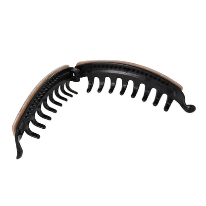 バナナクリップ マーブル カラー ミニ ストーン カーブ 2層 歯つき 130mm ビッグサイズ ヘアクリップ